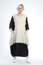  Ballonkleid von AKH Fashion aus Baumwolle, 0848.01923, Schwarz-Beige, Punkte, Schick
