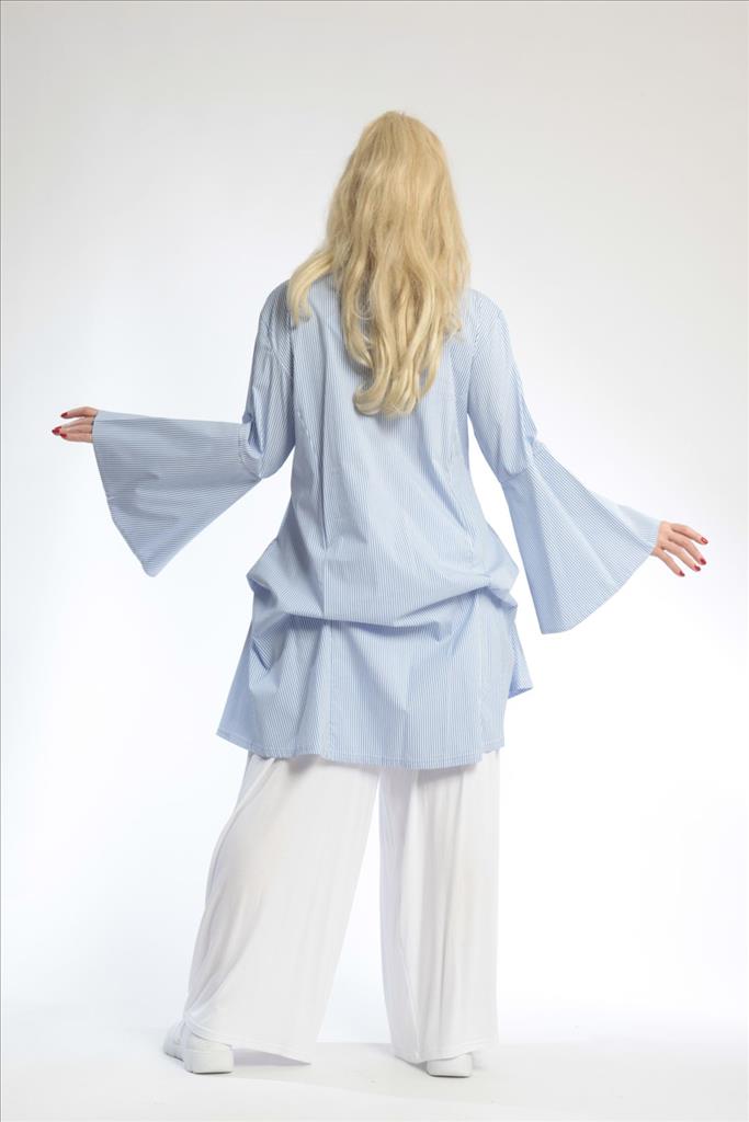  Bluse von AKH Fashion aus Baumwolle in gerader Form, 0688.01865, Blau-Weiß, Ausgefallen