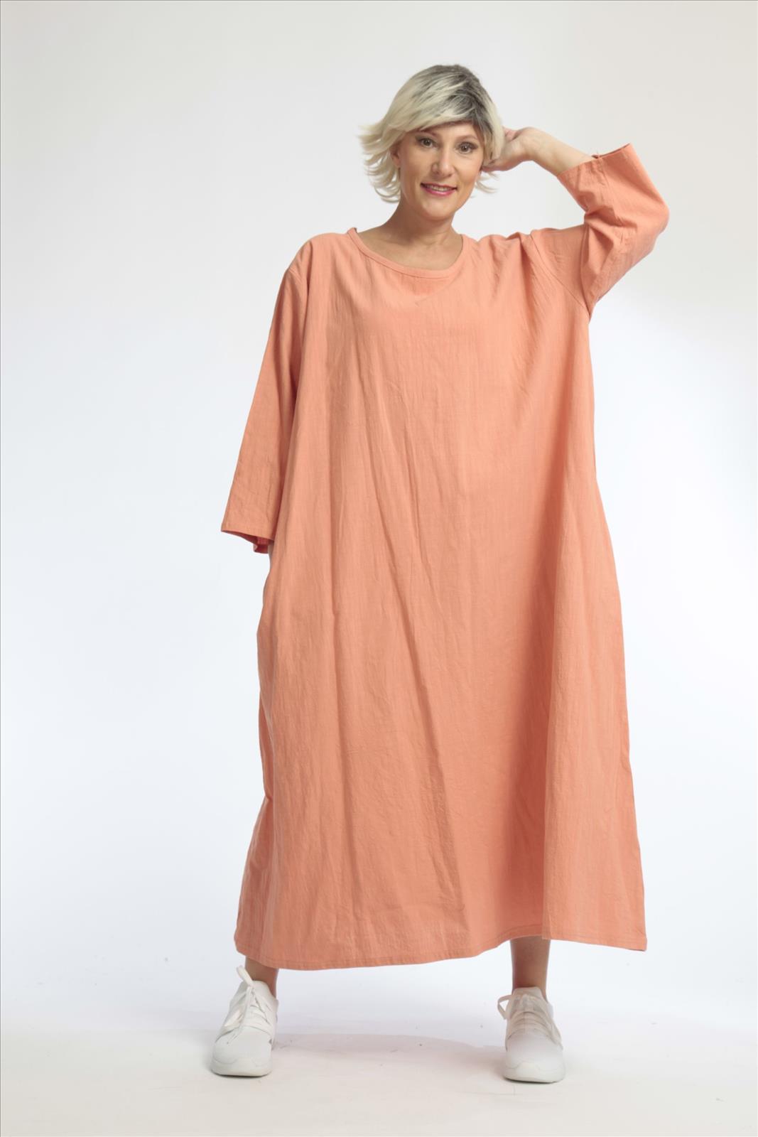  Ballonkleid von AKH Fashion aus Baumwolle, 1033.06790, Apricot, Unifarben, Schick, Modern