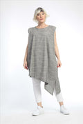  AKH Fashion Tunika in asymmetrischer Form, aus Baumwolle, 0832.06776, Grau-Weiß, Streifen