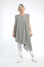  AKH Fashion Tunika in asymmetrischer Form, aus Baumwolle, 0832.06776, Grau-Weiß, Streifen
