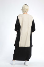  Ballonkleid von AKH Fashion aus Baumwolle, 0848.01923, Schwarz-Beige, Punkte, Schick
