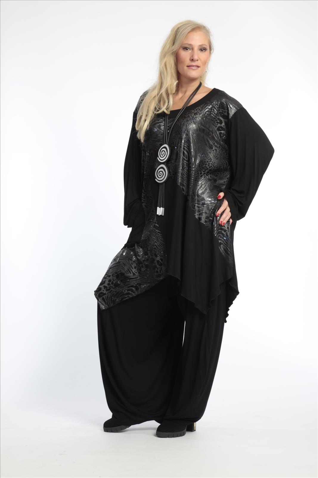  Bigshirt von AKH Fashion aus Viskose, 0781.06725, Schwarz, Leopard, Schick, Modern, Bequem