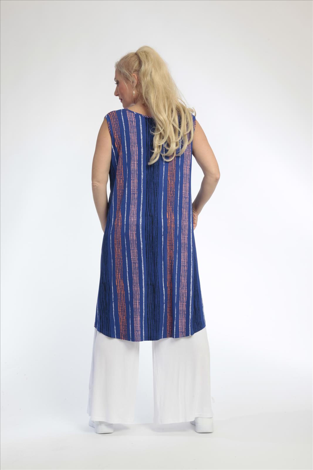 A-Form Tunika von AKH Fashion aus Viskose, 0793.02777, Royalblau-Multi, Streifen, Schick