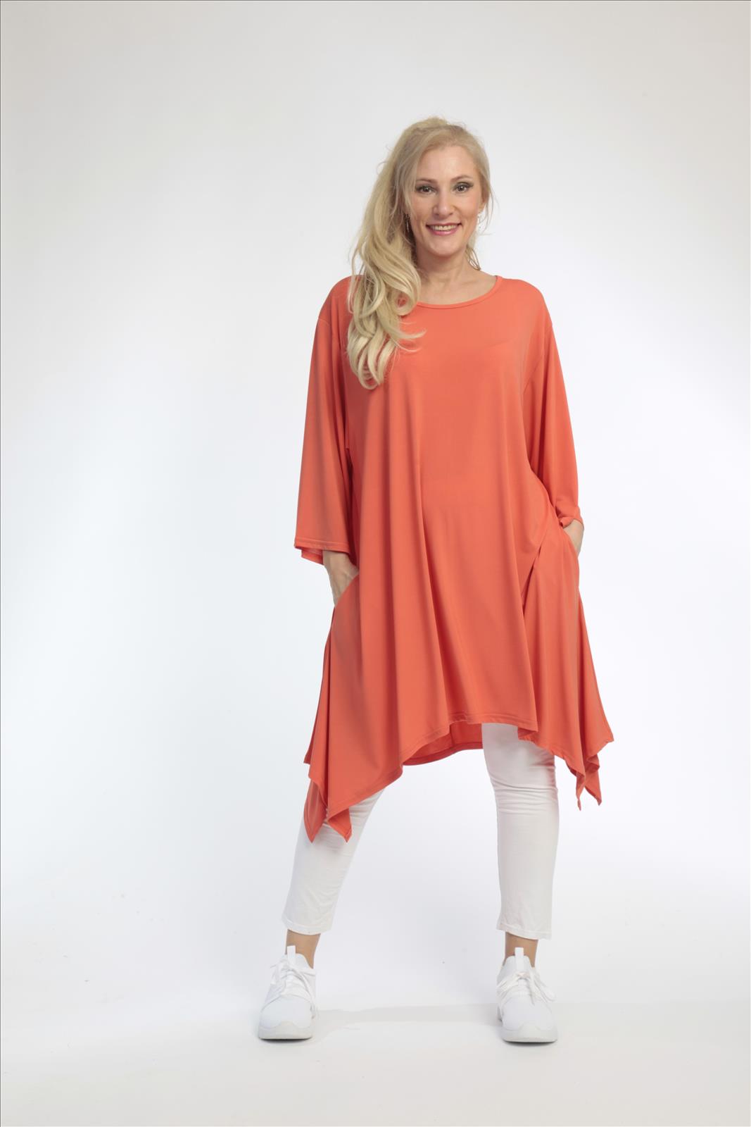  A-Form Shirt von AKH Fashion aus Materialmix, 0792.06652, Orange, Unifarben, Ausgefallen