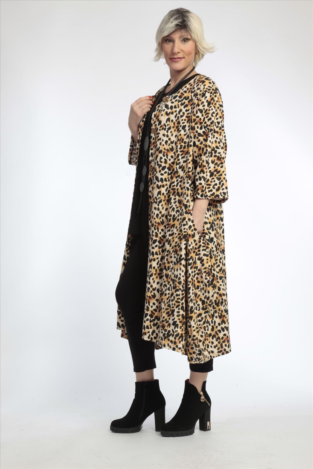  Ballonjacke von AKH Fashion aus Viskose, 0829.05554, Natur-Schwarz, Leopard, Ausgefallen