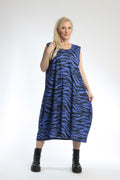  Ballonkleid von AKH Fashion aus Materialmix, 0801.00789, Royalblau-Schwarz, Zebra, Schick