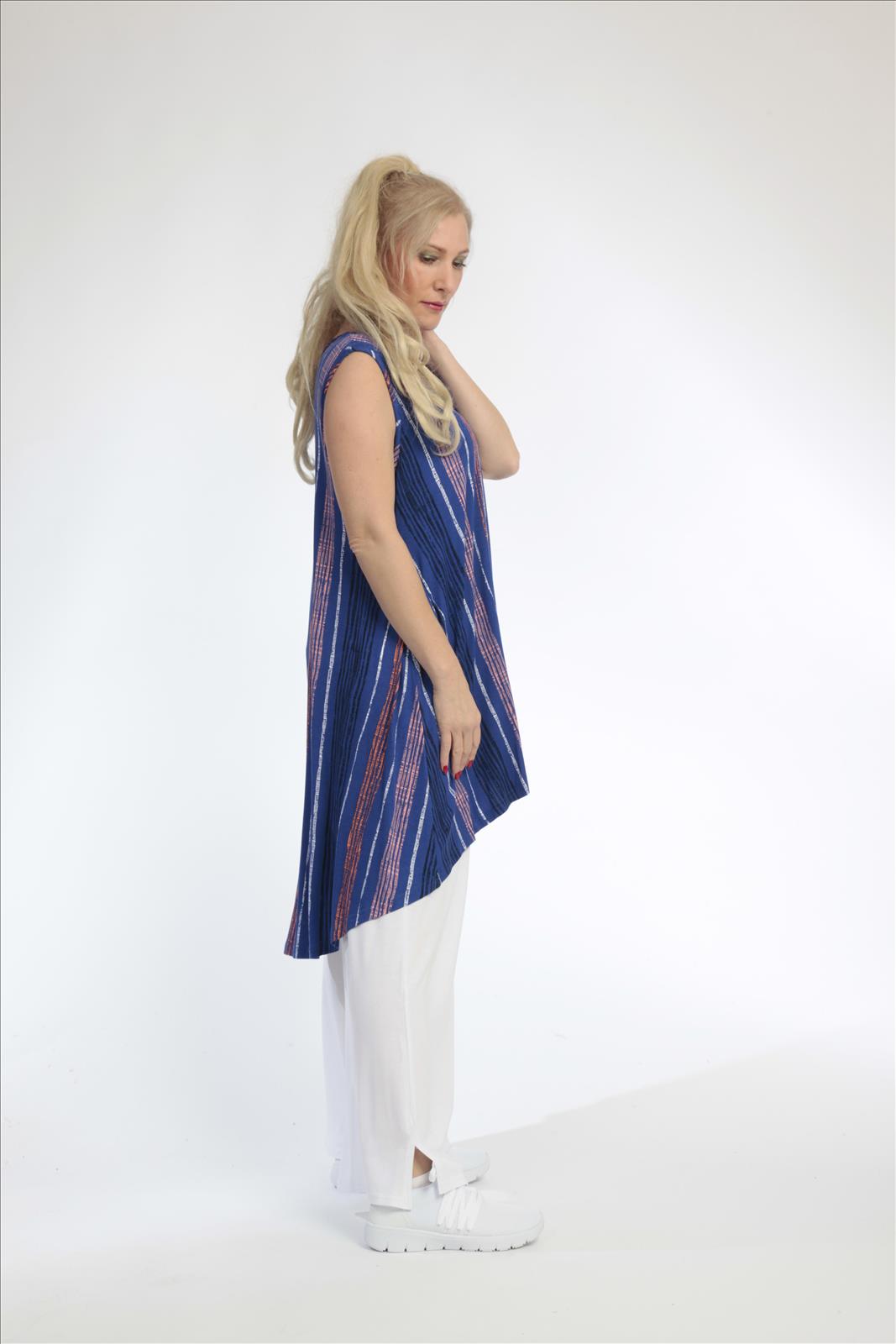  A-Form Tunika von AKH Fashion aus Viskose, 0793.02777, Royalblau-Multi, Streifen, Schick