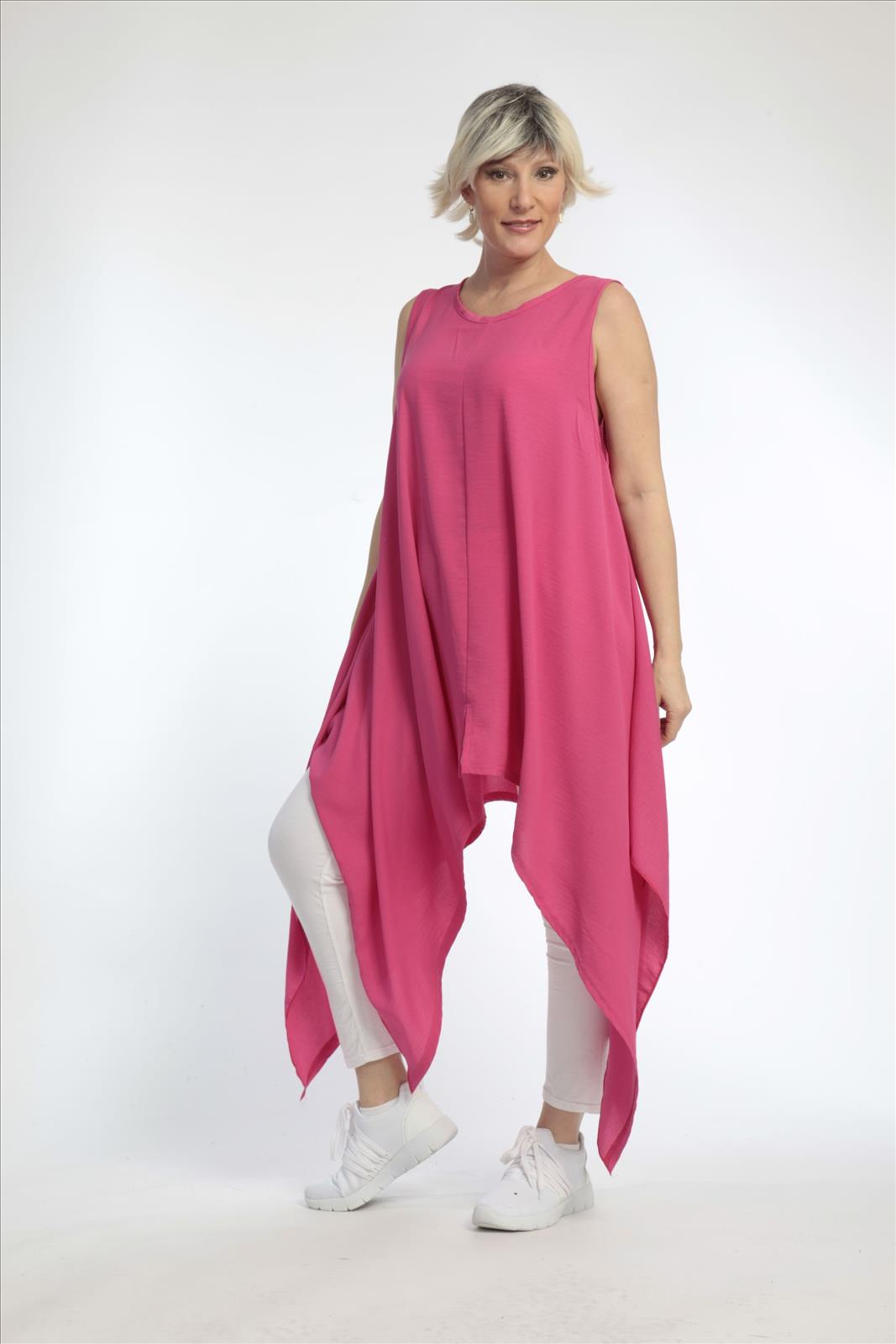  Zipfel Tunika von AKH Fashion aus Viskose, 0831.03067, Pink, Unifarben, Schick, Modern