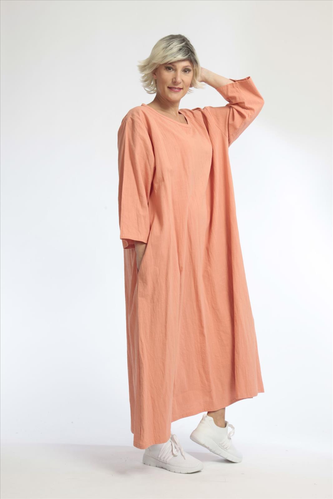  Ballonkleid von AKH Fashion aus Baumwolle, 1033.06790, Apricot, Unifarben, Schick, Modern