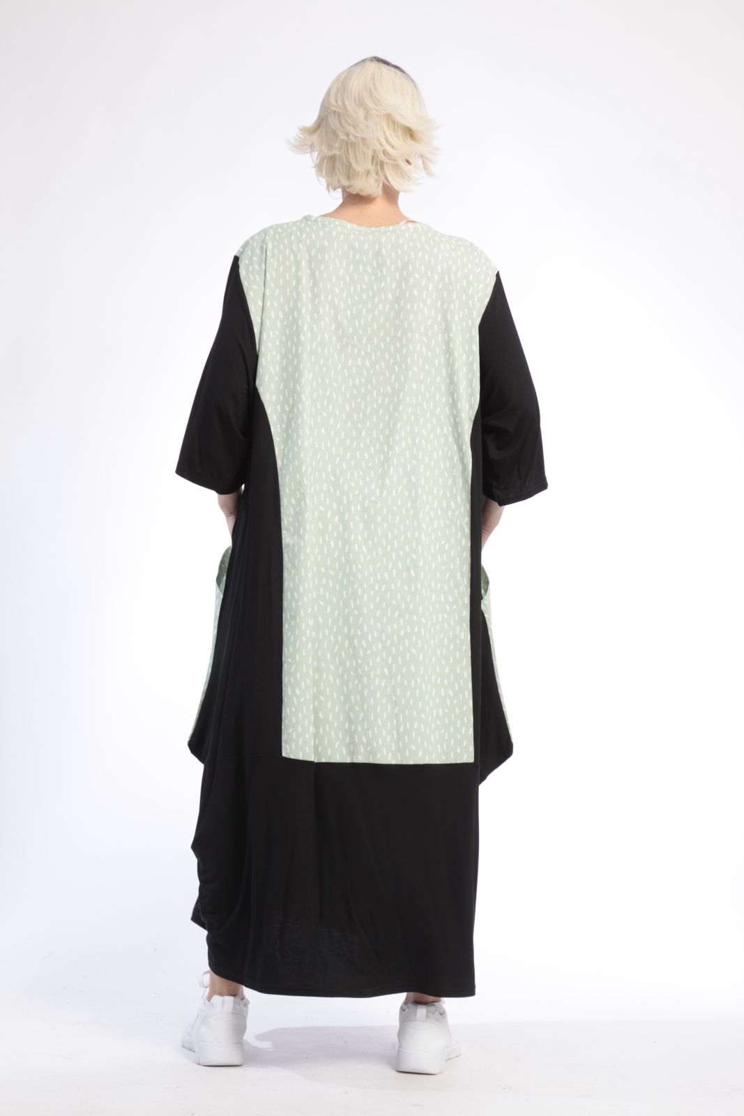  Ballonkleid von AKH Fashion aus Baumwolle, 0848.01923, Schwarz-Hellgrün, Punkte, Schick