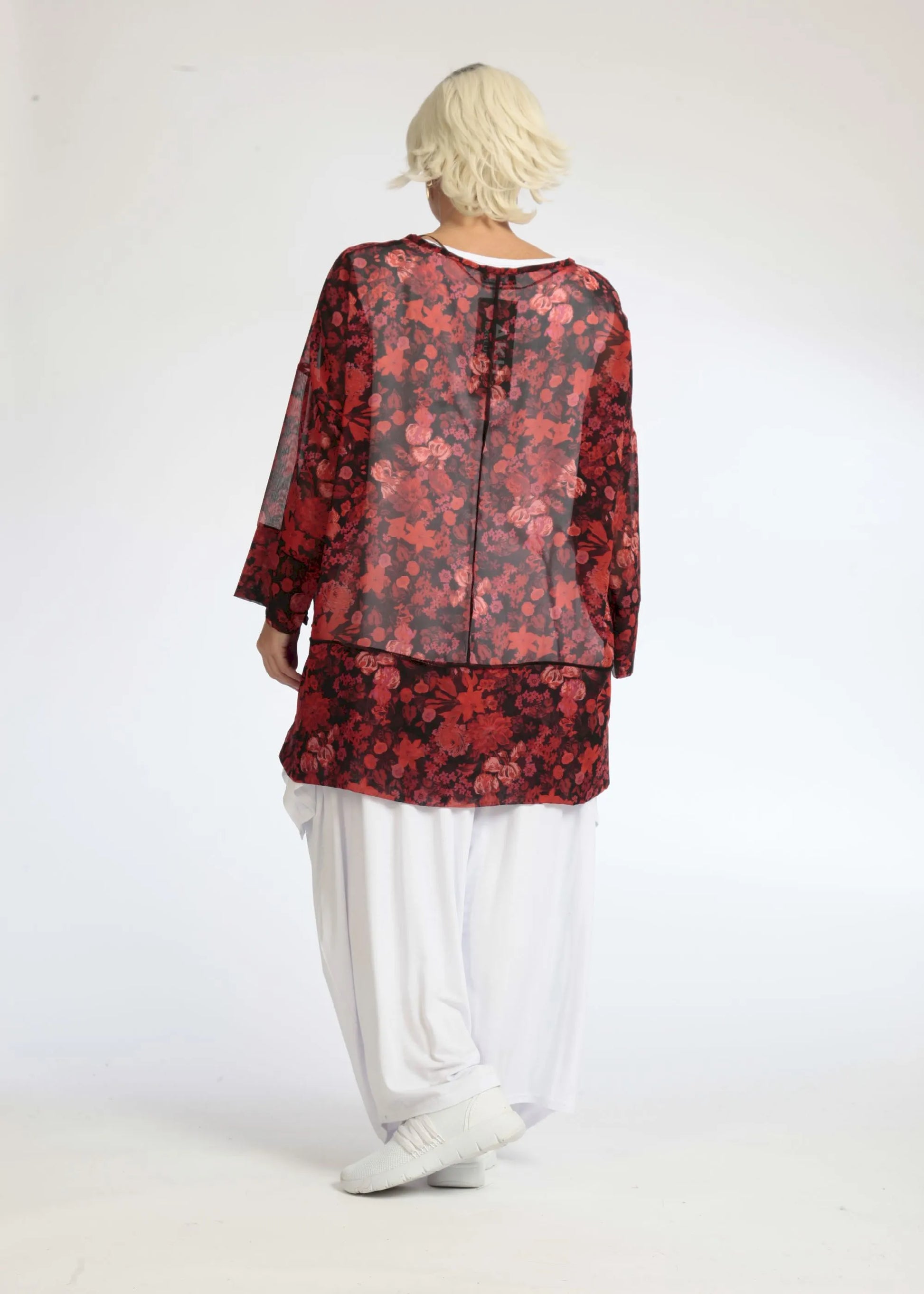  Shirt von AKH Fashion aus Polyester in gerader Form, 1075.06839, Rot-Schwarz, Ausgefallen