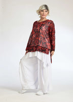  AKH Fashion Shirt in gerader Form, aus Polyester, 1075.06839, Rot-Schwarz, Blumen, Schick