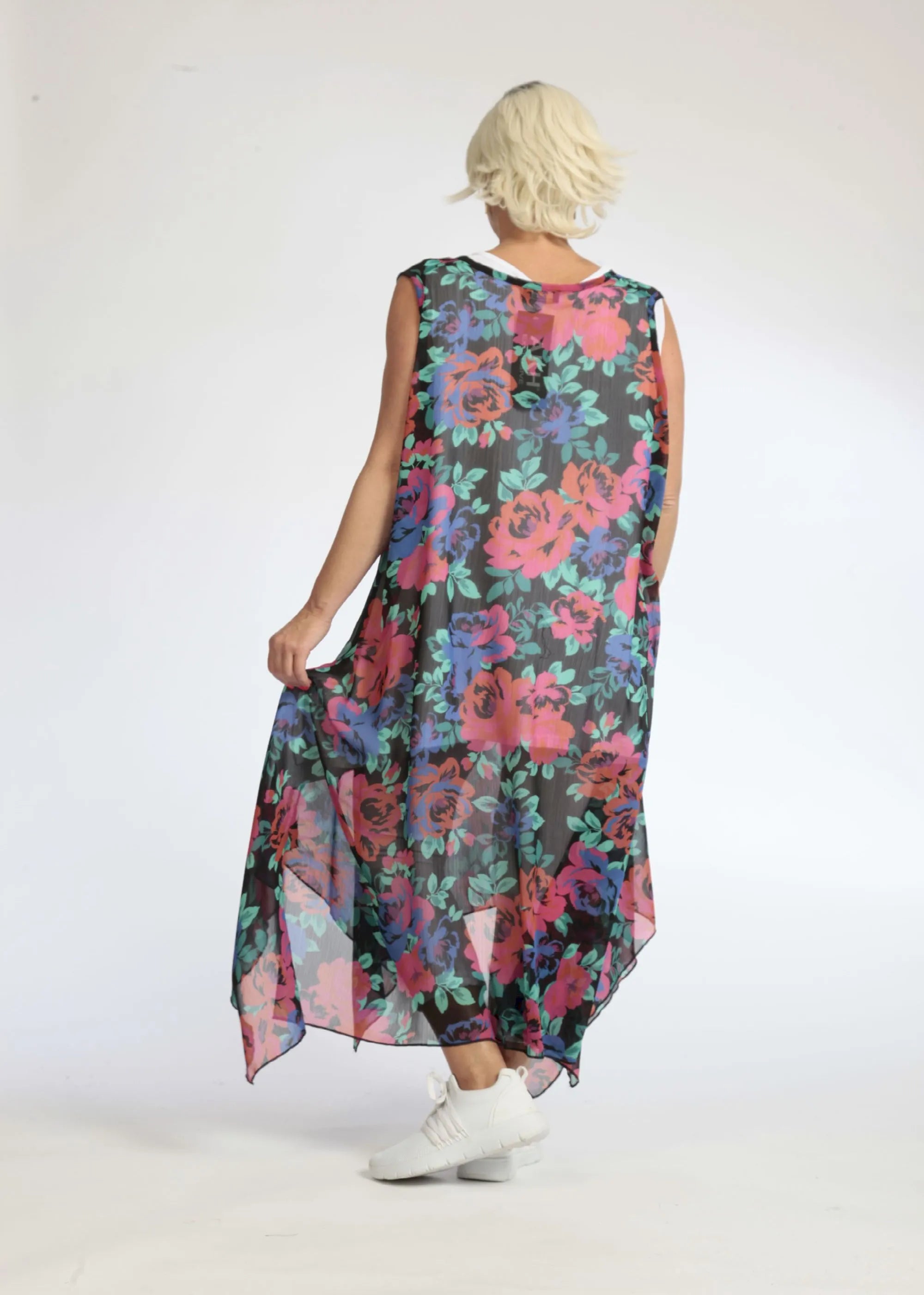  A-Form Tunika von AKH Fashion aus Polyester, 1076.05927, Schwarz-Rot-Blau, Blumen, Schick