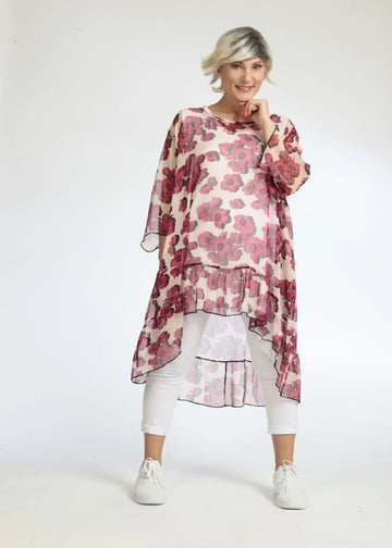  Bigshirt von AKH Fashion aus Polyester in Vokuhila-Form, 1077.06837, Rose-Pink, Ausgefallen