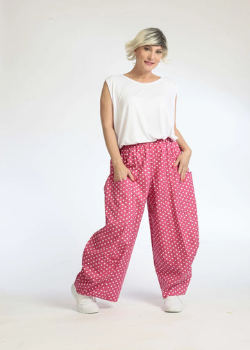  Ballonhose von AKH Fashion aus Baumwolle, 1086.08069, Pink-Weiß, Punkte, Schick, Modern