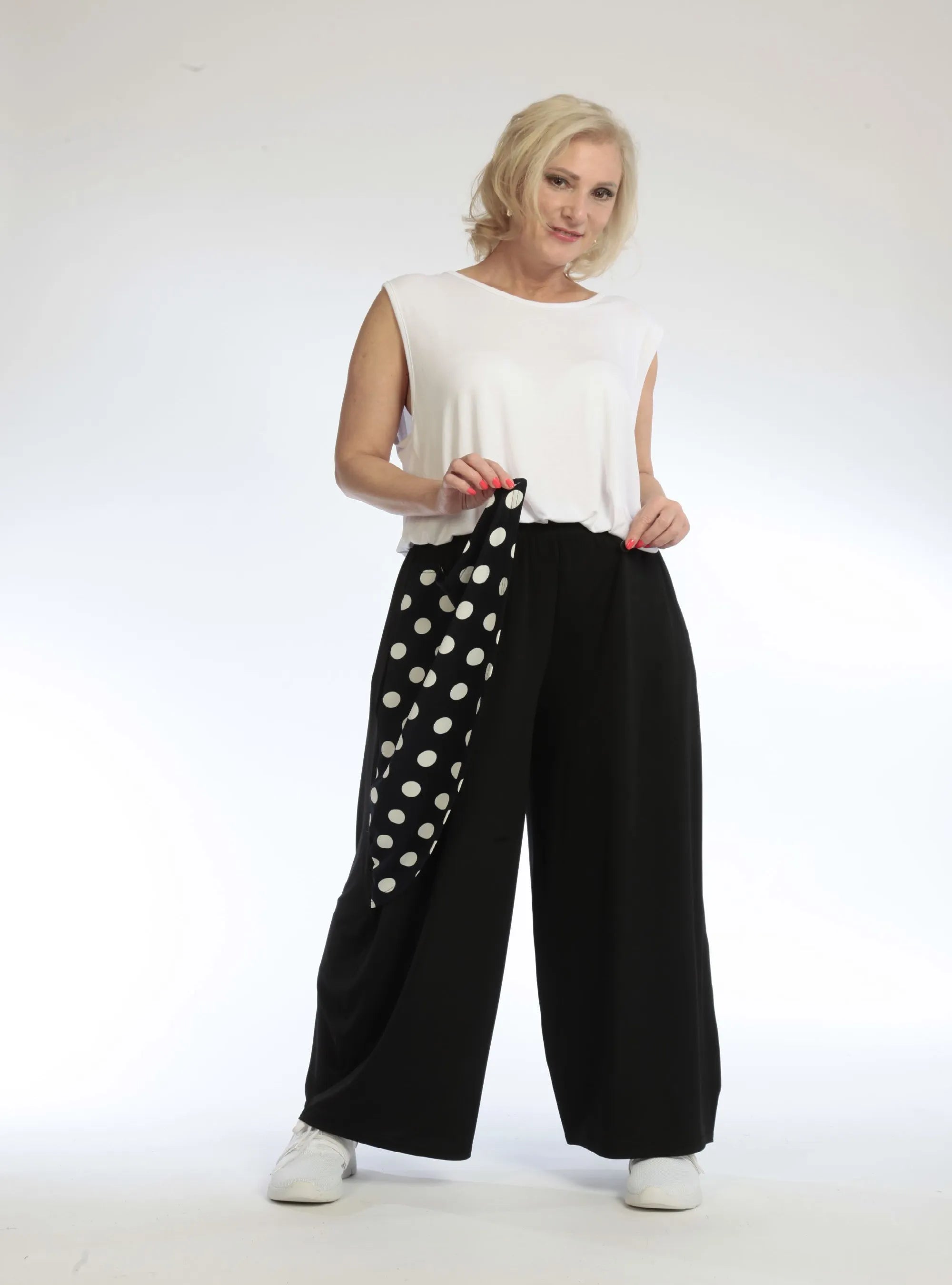  AKH Fashion Hose in gerader Form, aus Viskose, 1108.06849, Punkte-Blau, Punkte, Schick