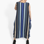 Ballonkleid von AKH Fashion aus Materialmix, 0839.01925, Blau-Beige-Multi, Streifen
