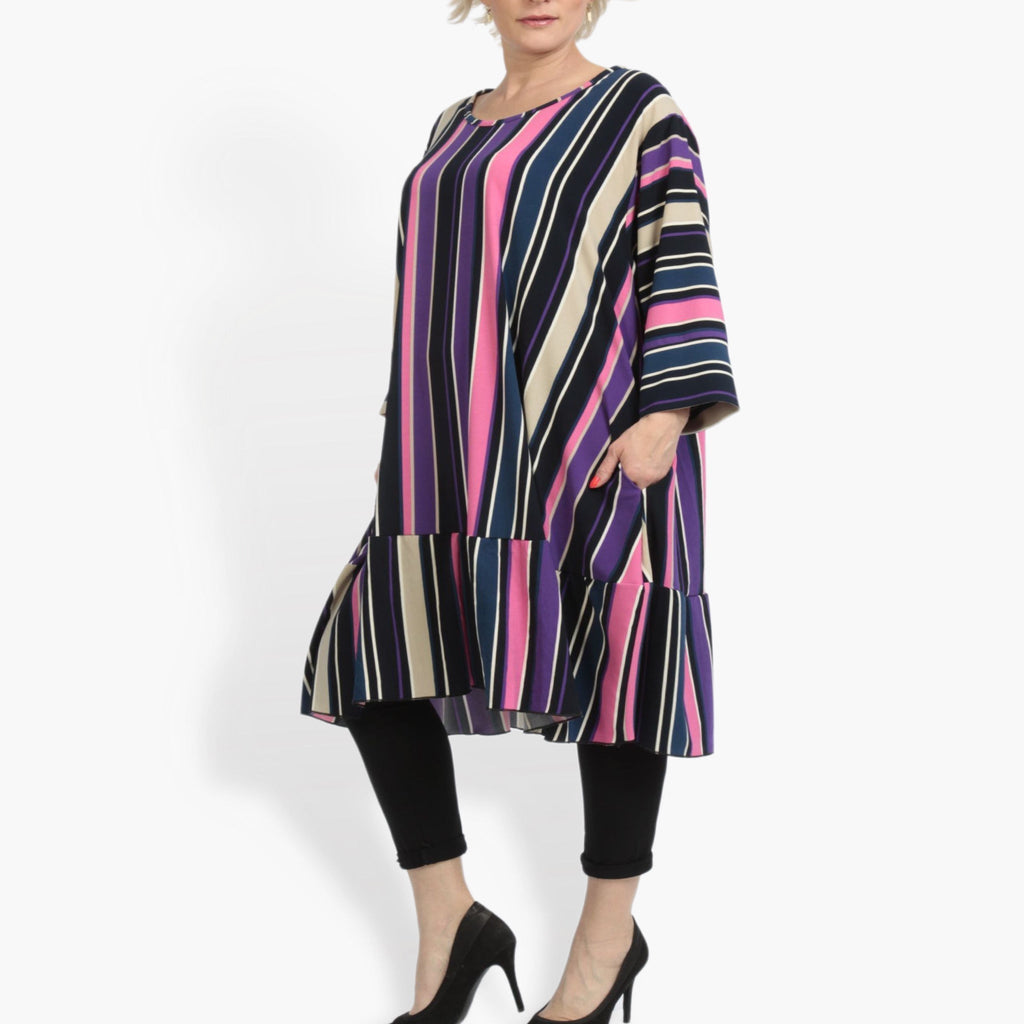  A-Form Shirt von AKH Fashion aus Materialmix, 0839.06779, Pink-Lila-Multi, Streifen