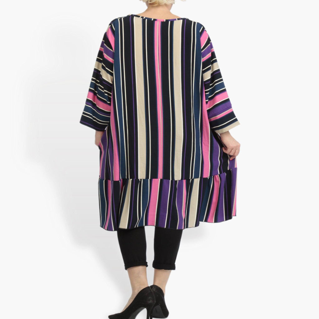  A-Form Shirt von AKH Fashion aus Materialmix, 0839.06779, Pink-Lila-Multi, Streifen