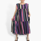  A-Form Kleid von AKH Fashion aus Materialmix, 0839.06781, Pink-Lila-Multi, Streifen