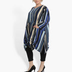  A-Form Jacke von AKH Fashion aus Materialmix, 0839.06783, Blau-Beige-Multi, Streifen