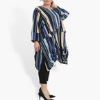  A-Form Jacke von AKH Fashion aus Materialmix, 0839.06783, Blau-Beige-Multi, Streifen