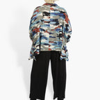  A-Form Jacke von AKH Fashion aus Rayon, 0840.02222, Blau-Multi, Kamuflage, Schick, Modern