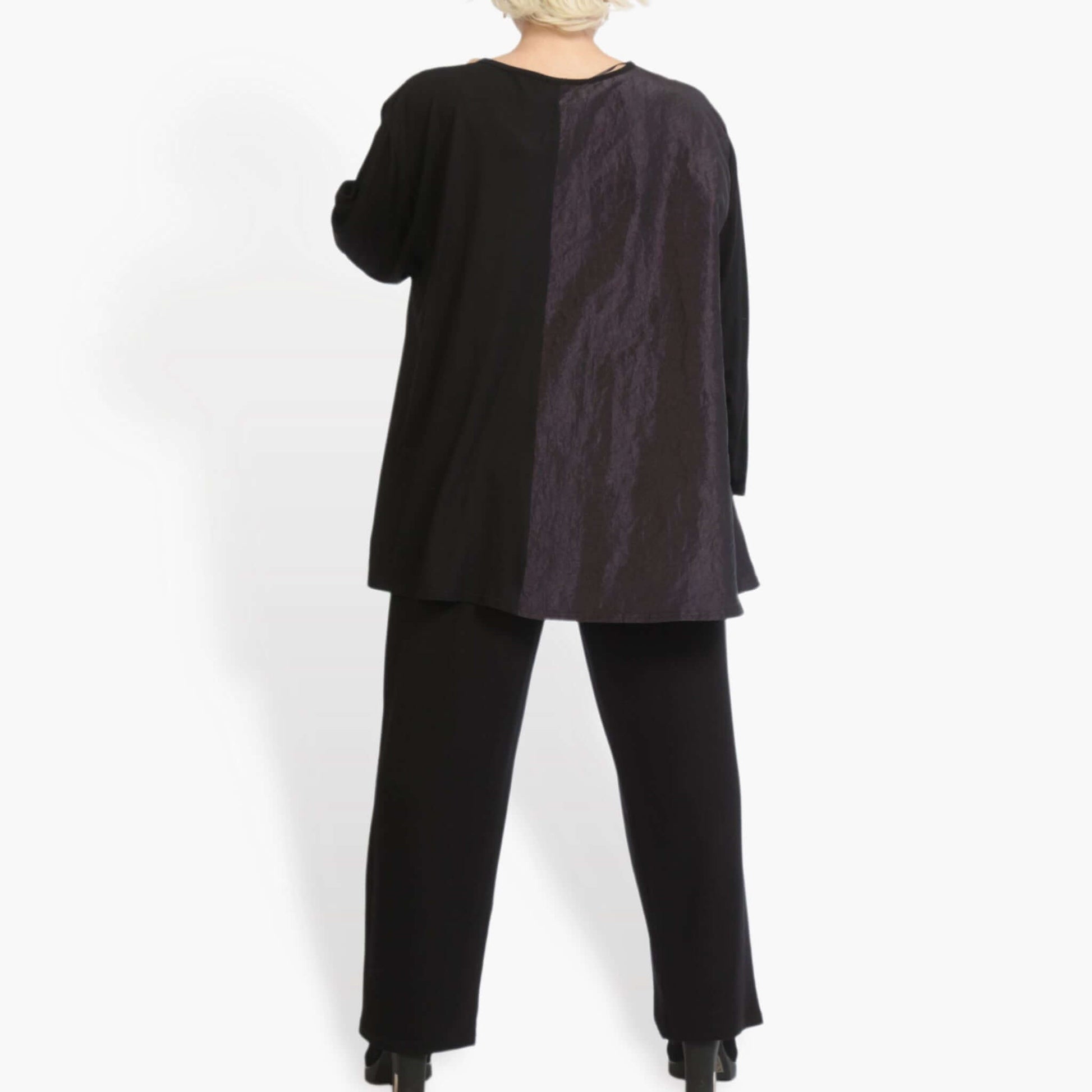  Shirt von AKH Fashion aus Viskose in Glocken-Form, 0883.06586, Schwarz-Violett, Schick