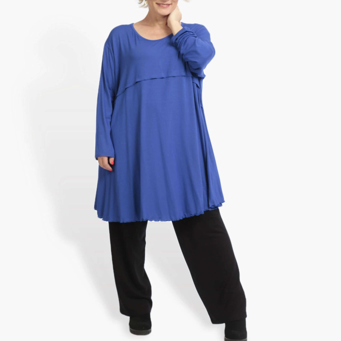  A-Form Shirt von AKH Fashion aus Viskose, 0886.06801, Royalblau, Unifarben, Ausgefallen