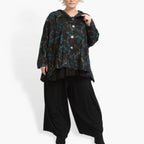  A-Form Jacke von AKH Fashion aus Viskose, 0907.02222, Schwarz-Petrol, Blumen, Schick