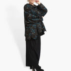  A-Form Jacke von AKH Fashion aus Viskose, 0907.02222, Schwarz-Petrol, Blumen, Schick