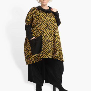  Bigshirt von AKH Fashion aus Viskose in kastiger Form, 0911.06807, Schwarz-Gelb, Ausgefallen