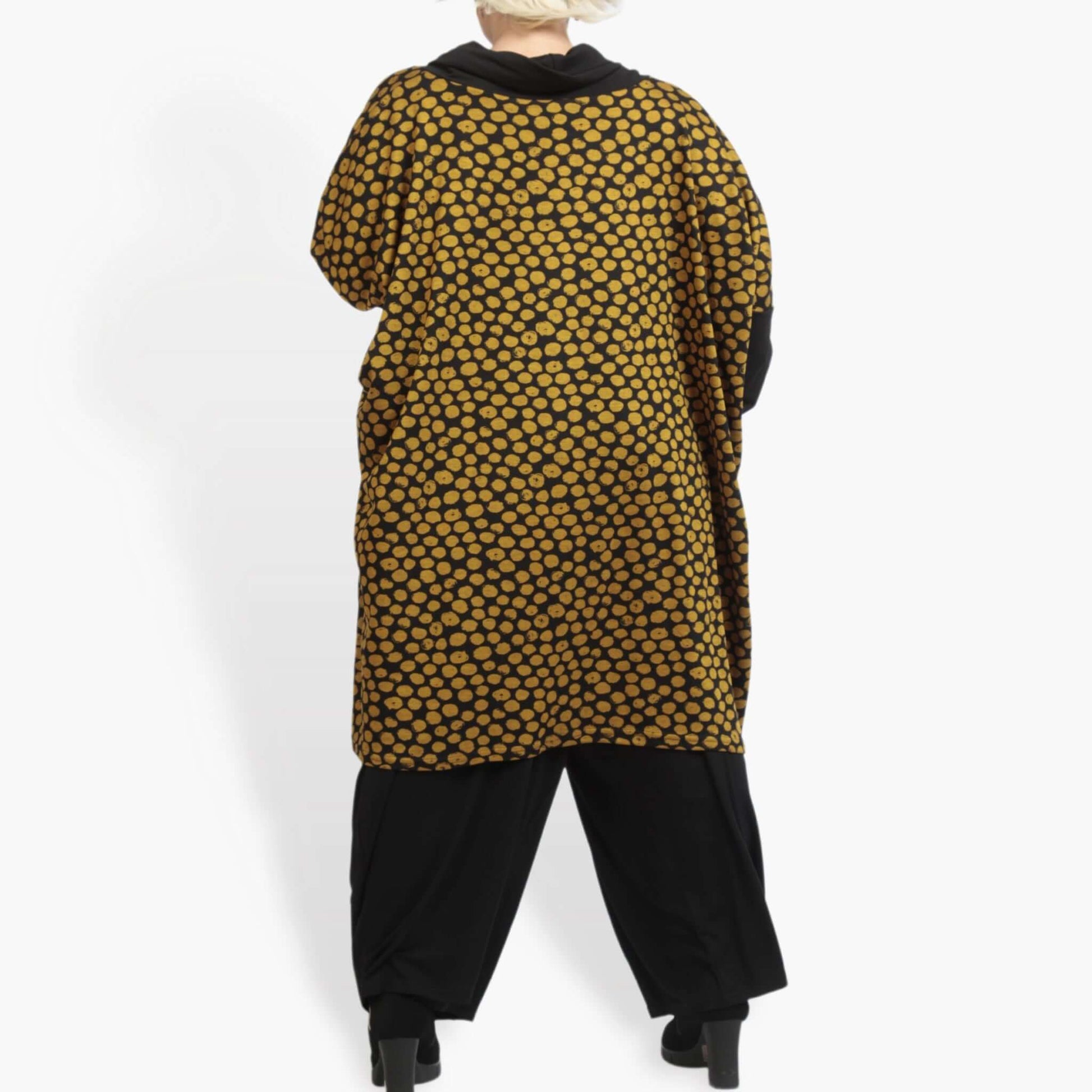  Bigshirt von AKH Fashion aus Viskose in kastiger Form, 0911.06807, Schwarz-Gelb, Ausgefallen