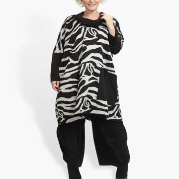  Bigshirt von AKH Fashion aus Viskose in kastiger Form, 0916.06807, Schwarz-Grau, Ausgefallen