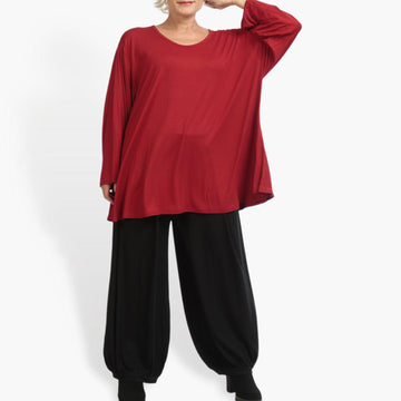  Stylisches Damen Shirt in Glocken-Form für große Größen – Bequemes Oversize mit Lagenlook in Rot