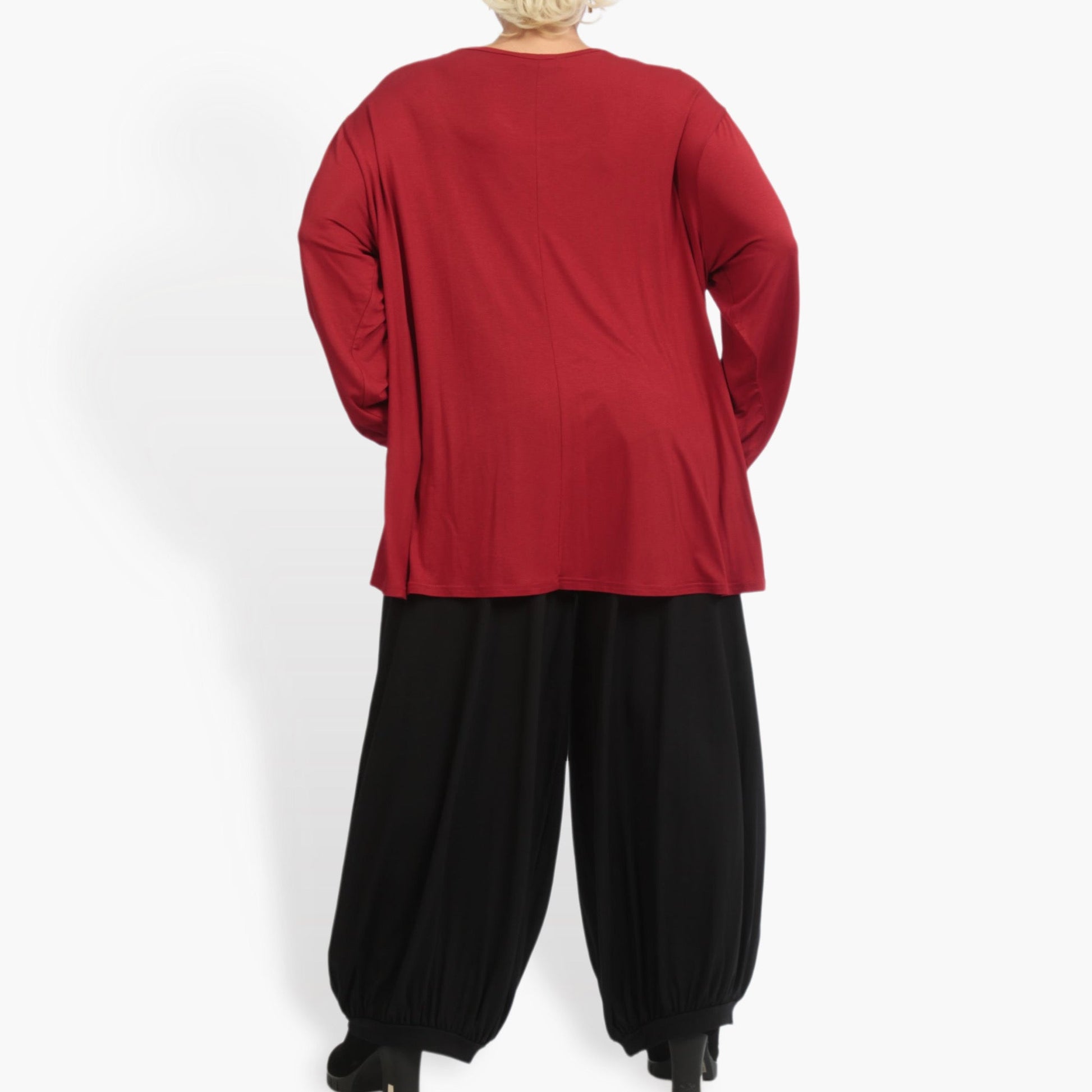  Stylisches Damen Shirt in Glocken-Form für große Größen – Bequemes Oversize mit Lagenlook in Rot