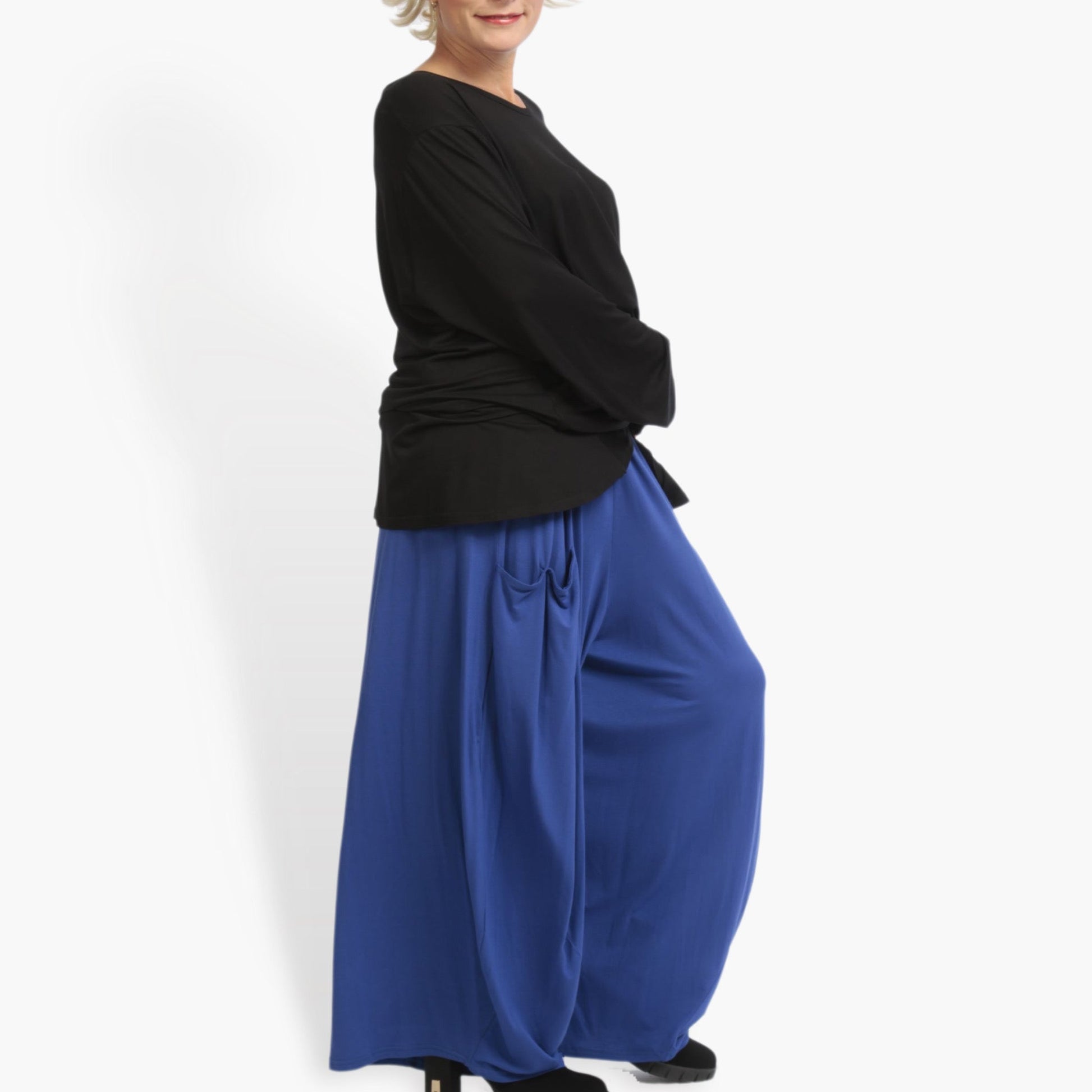  Ballonhose von AKH Fashion aus Viskose, 0929.08069, Blau, Unifarben, Ausgefallen, Modern