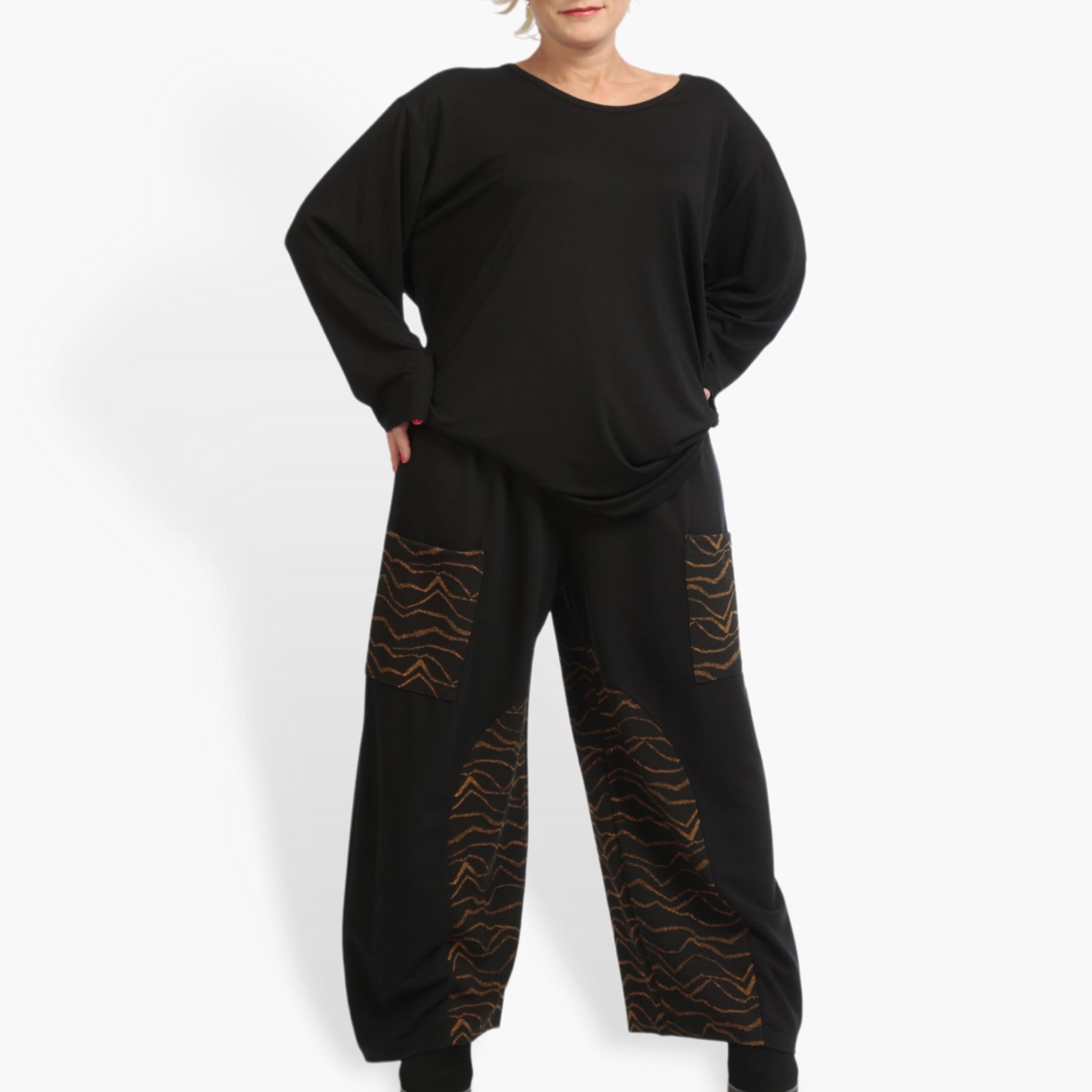 Hose von AKH Fashion aus Viskose in gerader Form, ausgefallene Lagenlook Mode