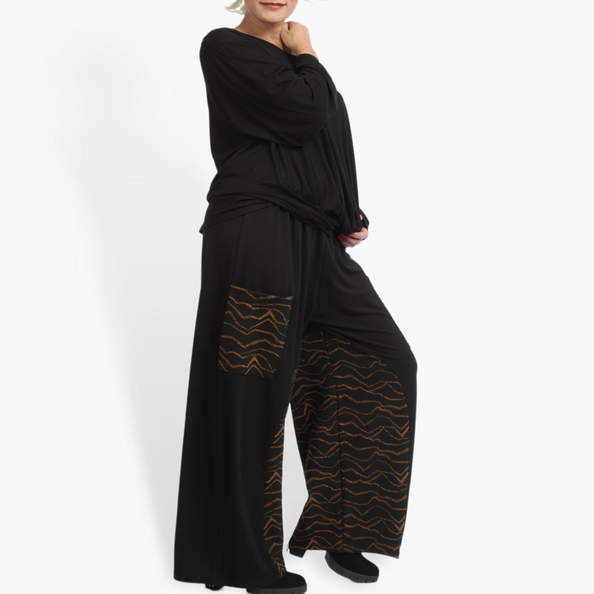 Hose von AKH Fashion aus Viskose in gerader Form, ausgefallene Lagenlook Mode