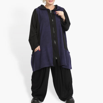  A-Form Jacke in Lila-Schwarz mit Streifenmuster, lässigem Oversize-Schnitt und Kapuze