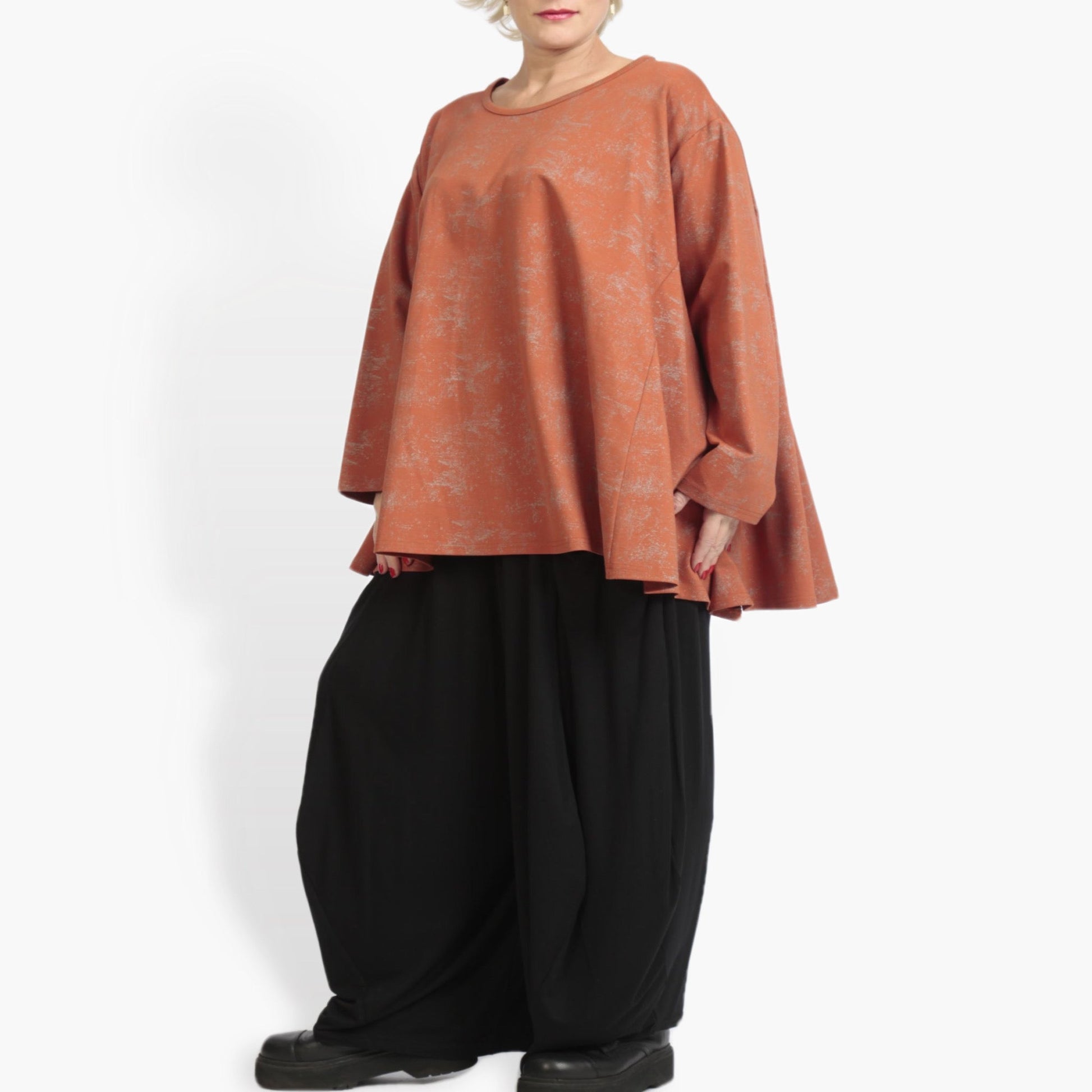  A-Form Bigshirt von AKH Fashion aus Viskose, 0958.00593, Terracotta, Unifarben, Ausgefallen