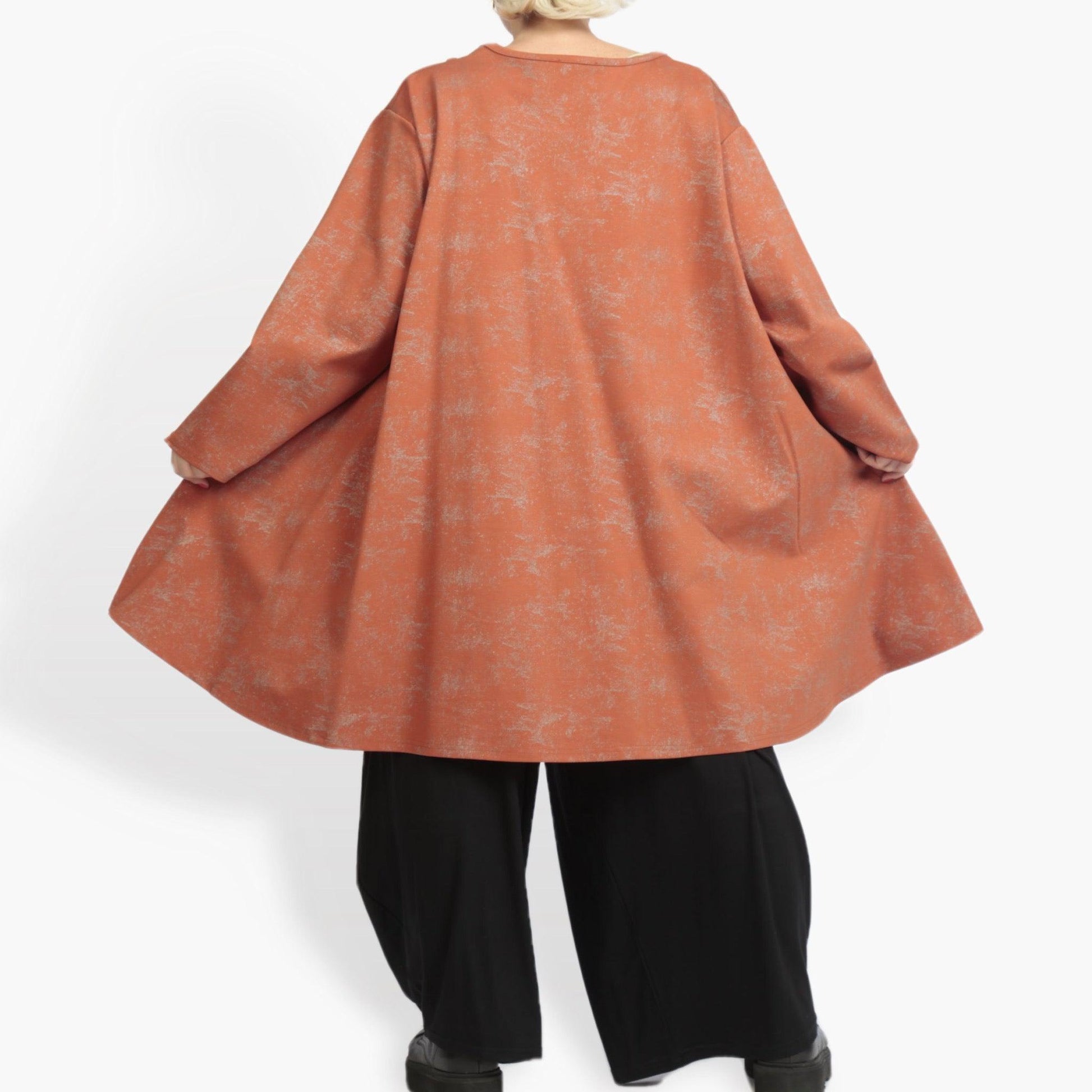  A-Form Shirt in warmem Terracotta mit komfortablem Romanit Jersey für lässige Lagenlooks