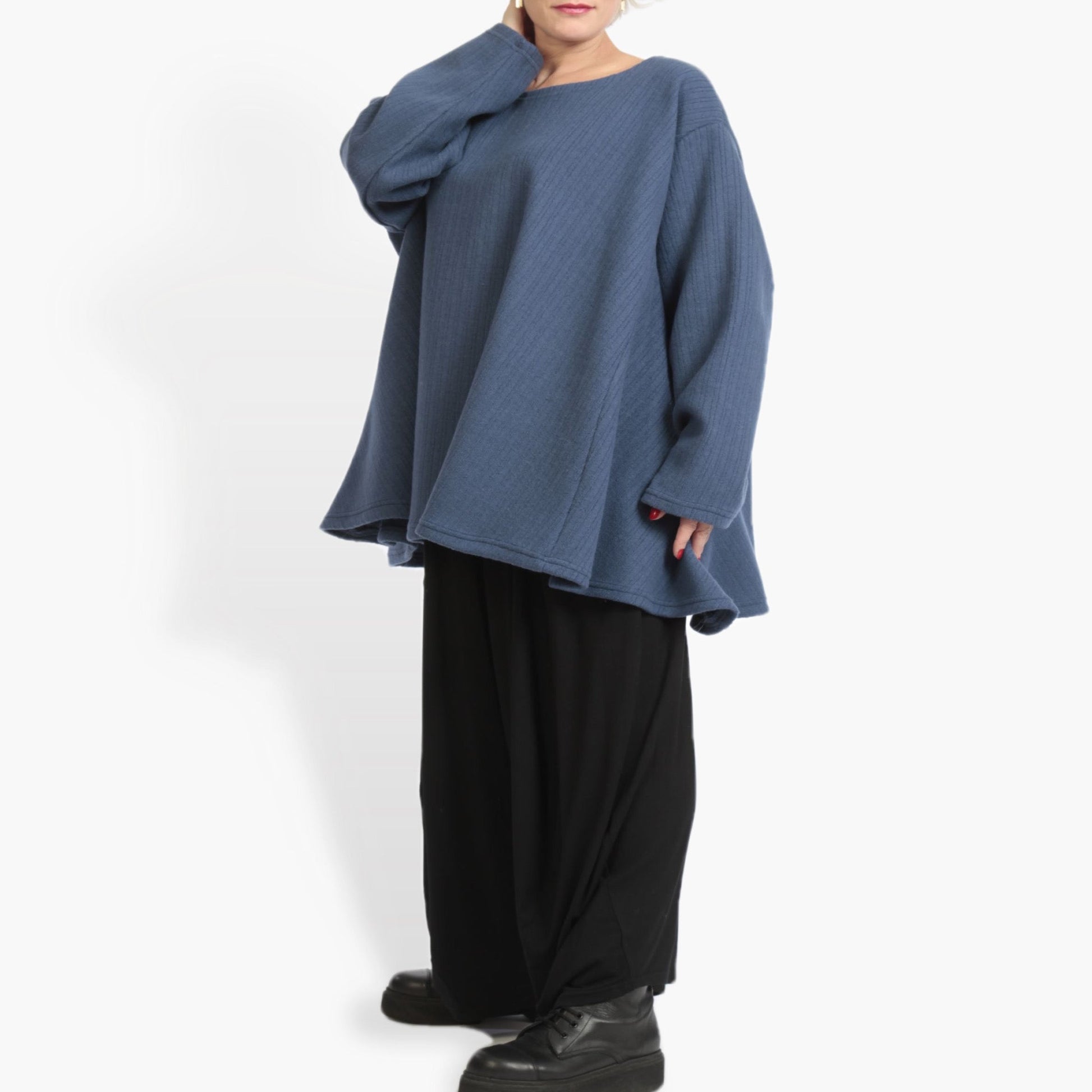  A-Form Bigshirt von AKH Fashion aus Materialmix, 0960.00593, Blau, Unifarben, Schick, Modern