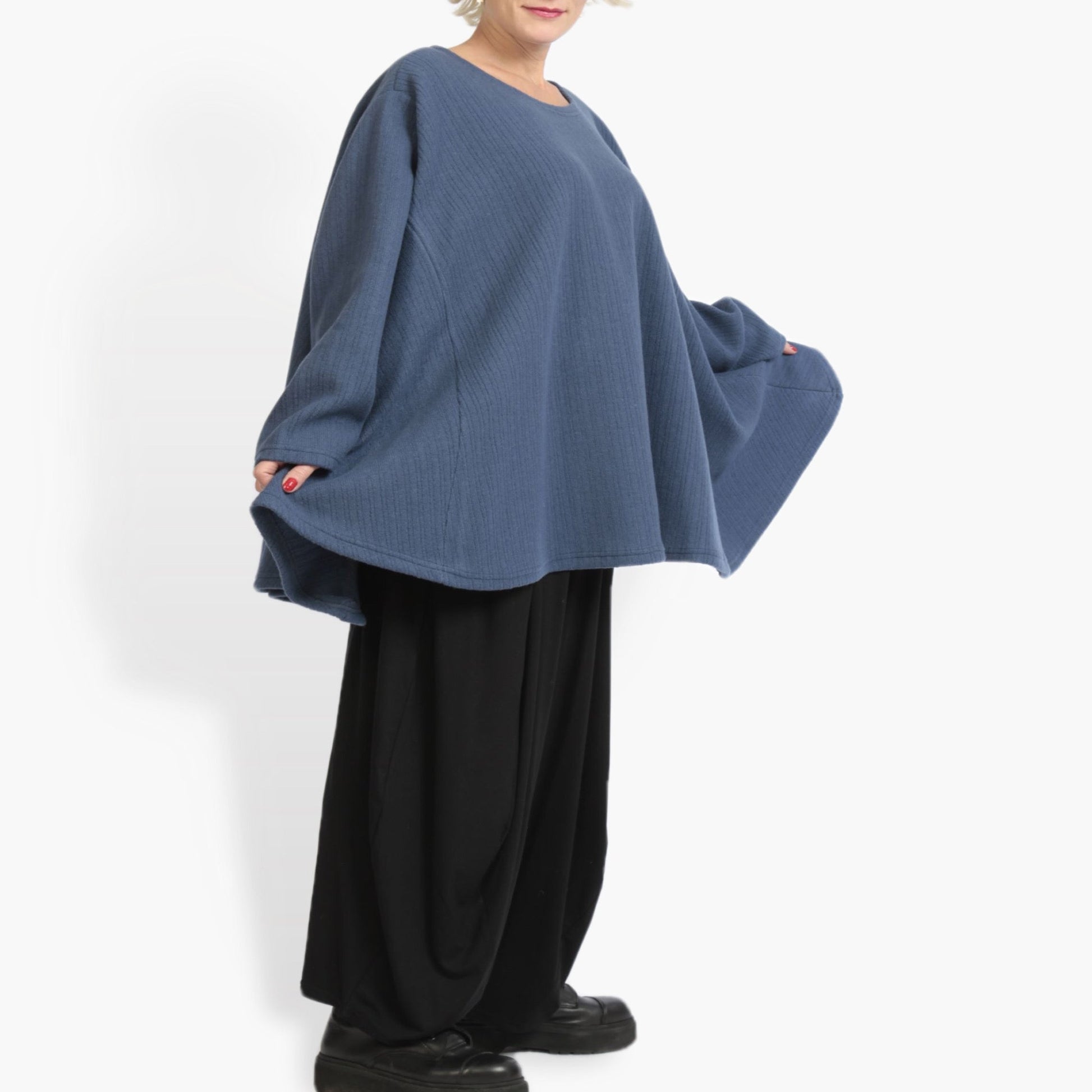  A-Form Bigshirt von AKH Fashion aus Materialmix, 0960.00593, Blau, Unifarben, Schick, Modern