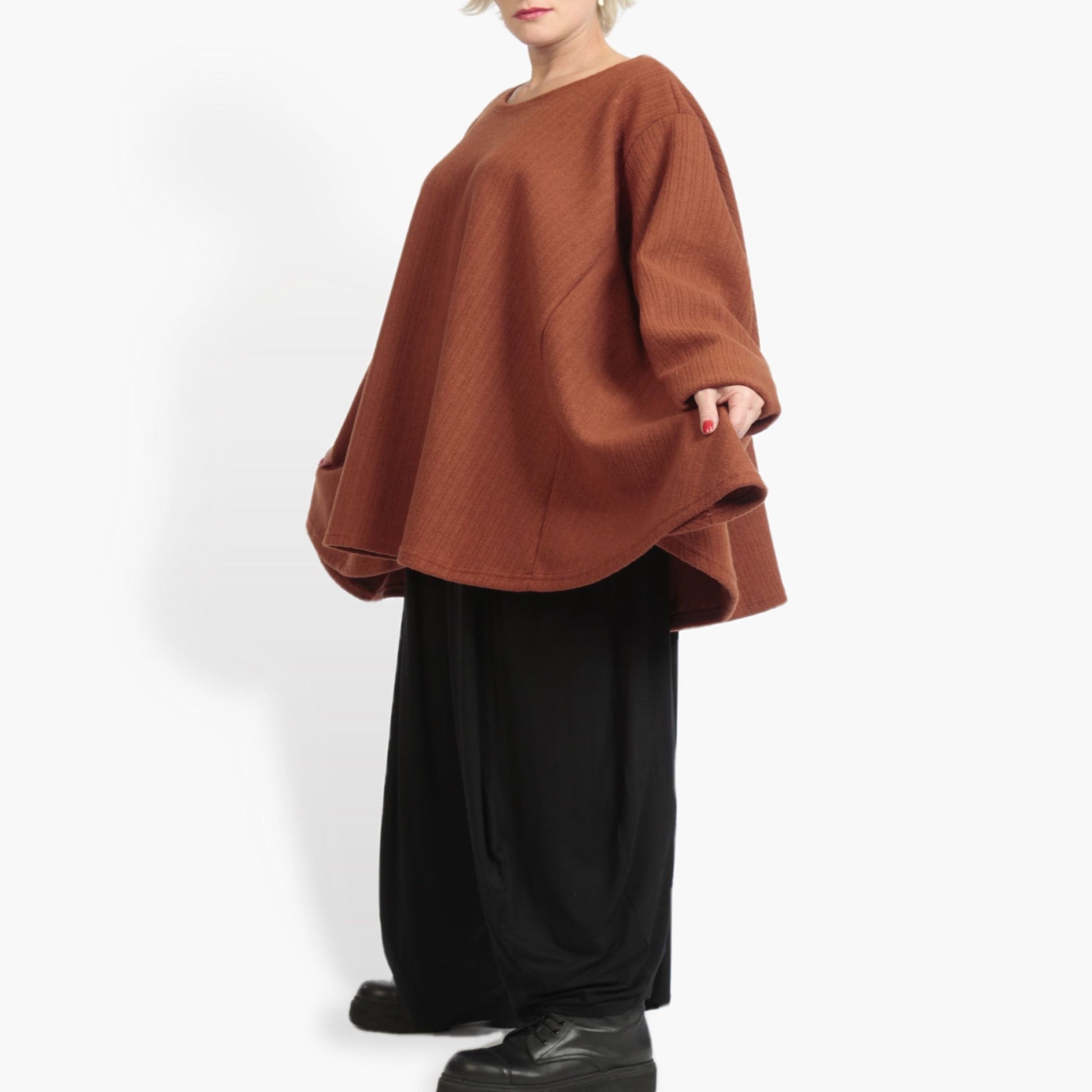  A-Form Bigshirt von AKH Fashion aus Materialmix, 0960.00593, Terracotta, Unifarben, Schick