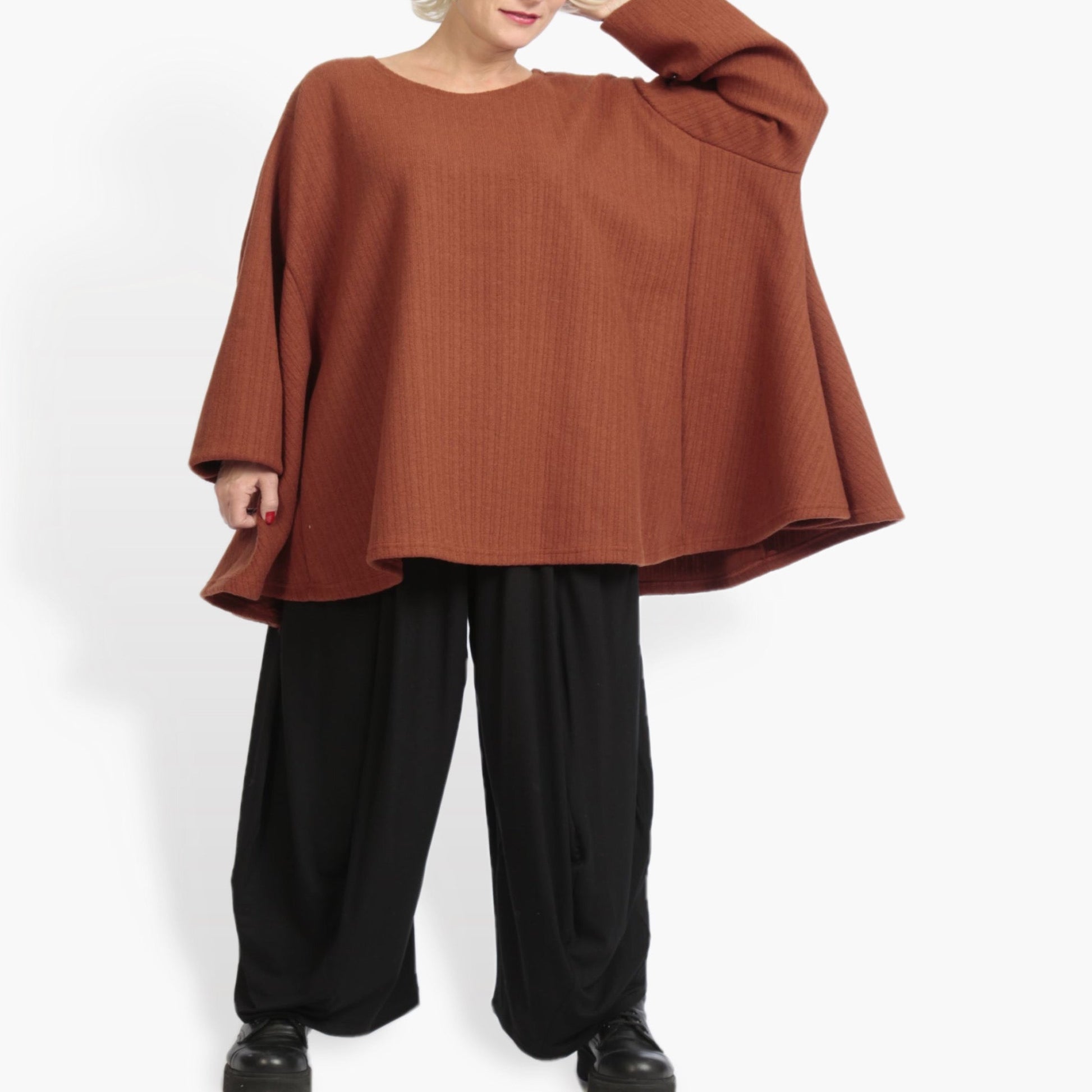  A-Form Bigshirt von AKH Fashion aus Materialmix, 0960.00593, Terracotta, Unifarben, Schick