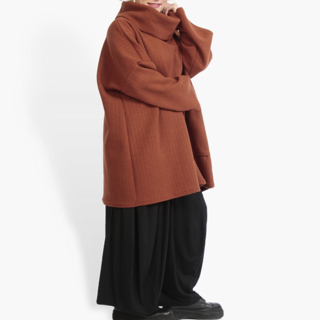  Bigshirt von AKH Fashion aus Materialmix in kastiger Form, 0960.06827, Terracotta, Schick