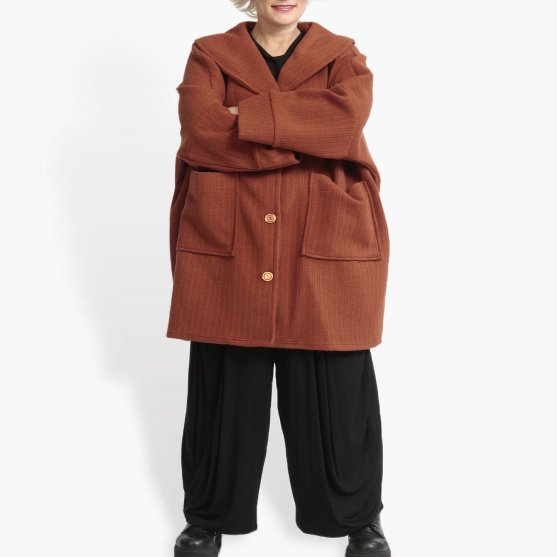  Jacke von AKH Fashion aus Materialmix in gerader Form, 0972.06659, Terracotta, Ausgefallen