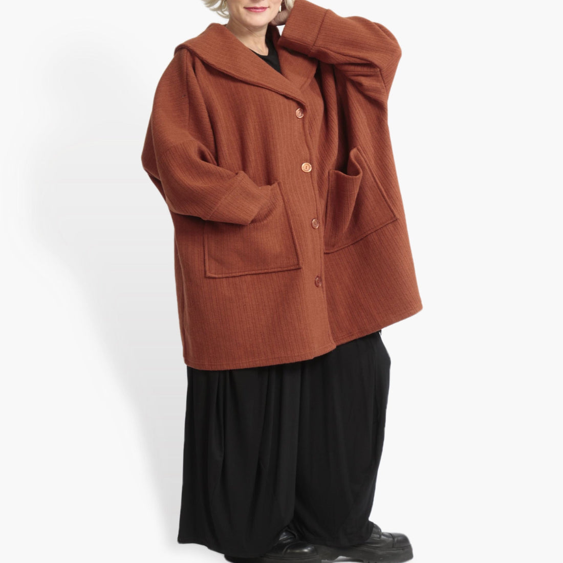  Jacke von AKH Fashion aus Materialmix in gerader Form, 0972.06659, Terracotta, Ausgefallen